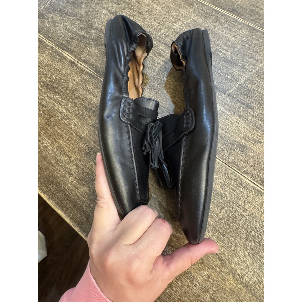 AQUATALIA Journee Tassel Black Leather Loafer Flats Shoes 9.5 Ballet Back - Picture 5 of 10